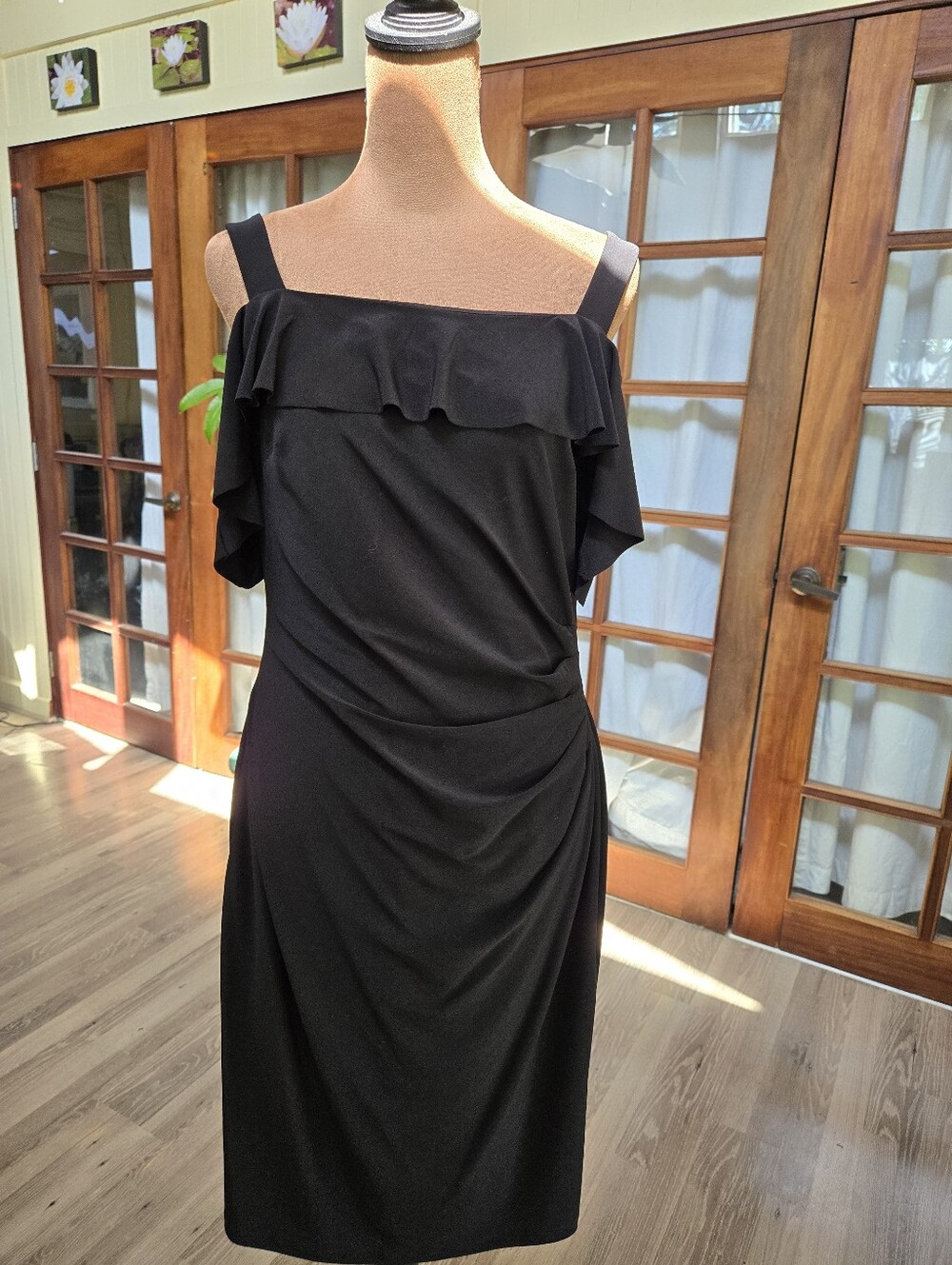 Black Off-Shoulder Ruffle Dress - Picture 2 of 10